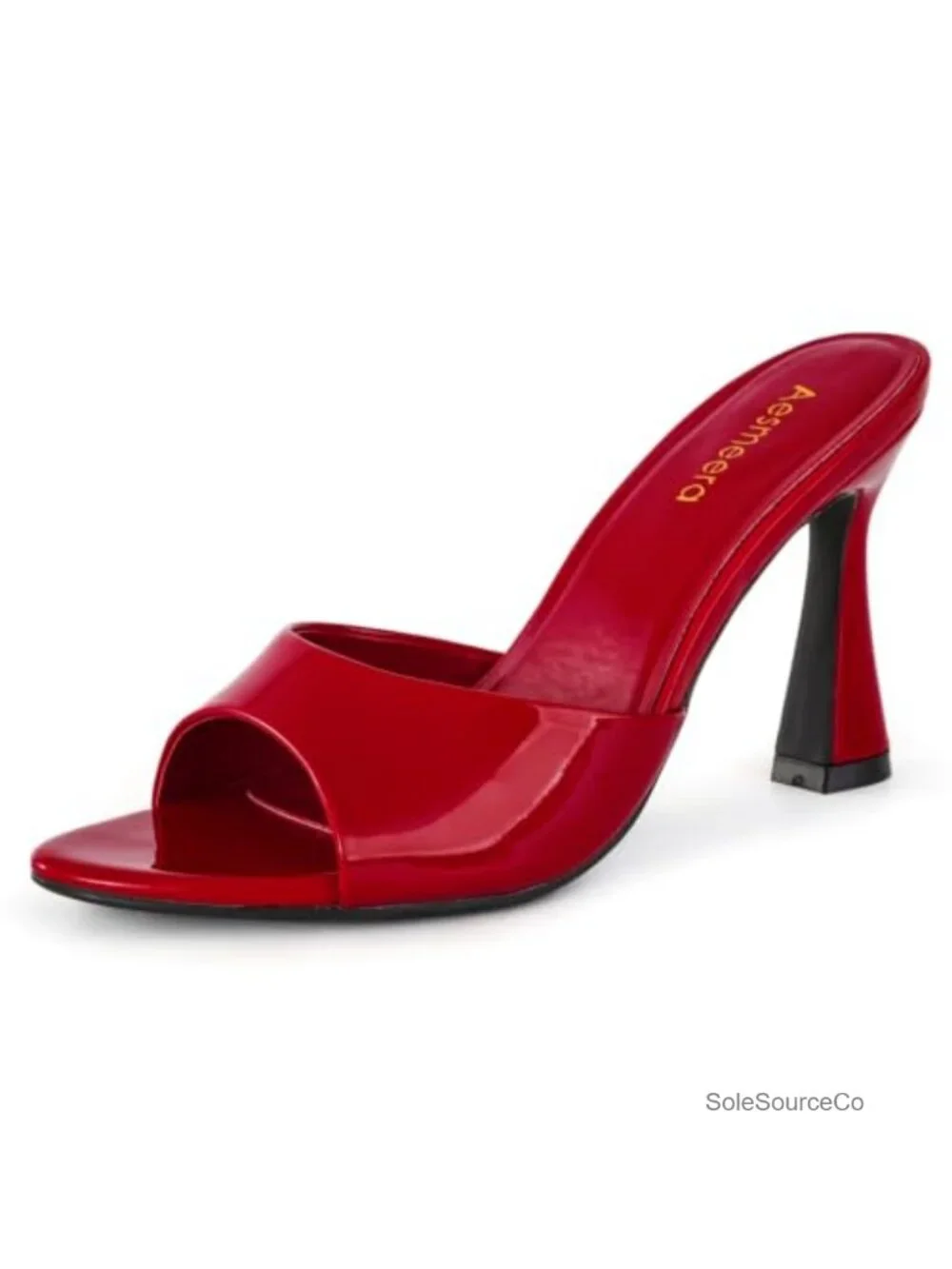 Chunky Block Mule Open Pointed Peep Toe Slip On Heeled Sandals